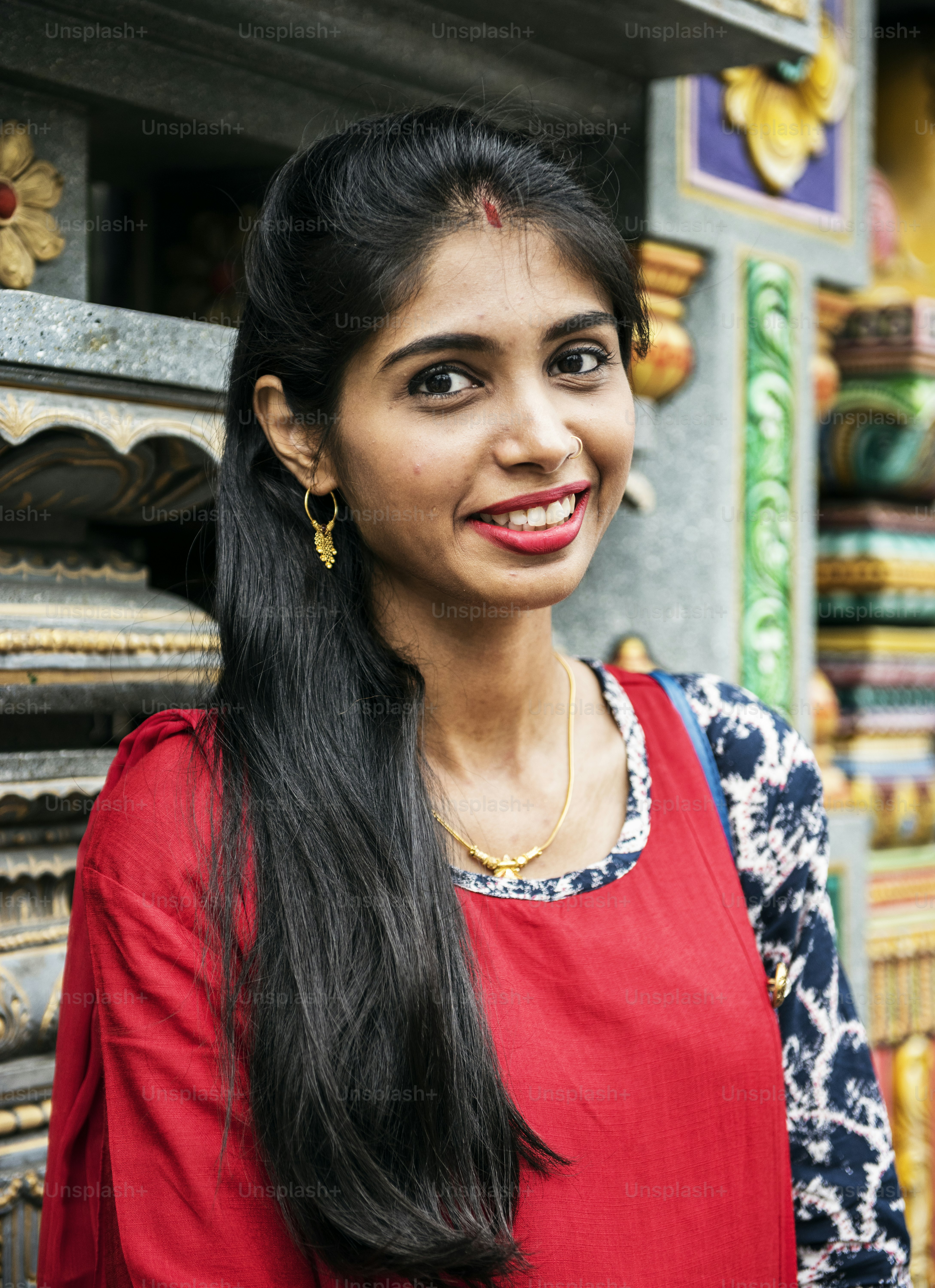 Indian woman portrait at the temple